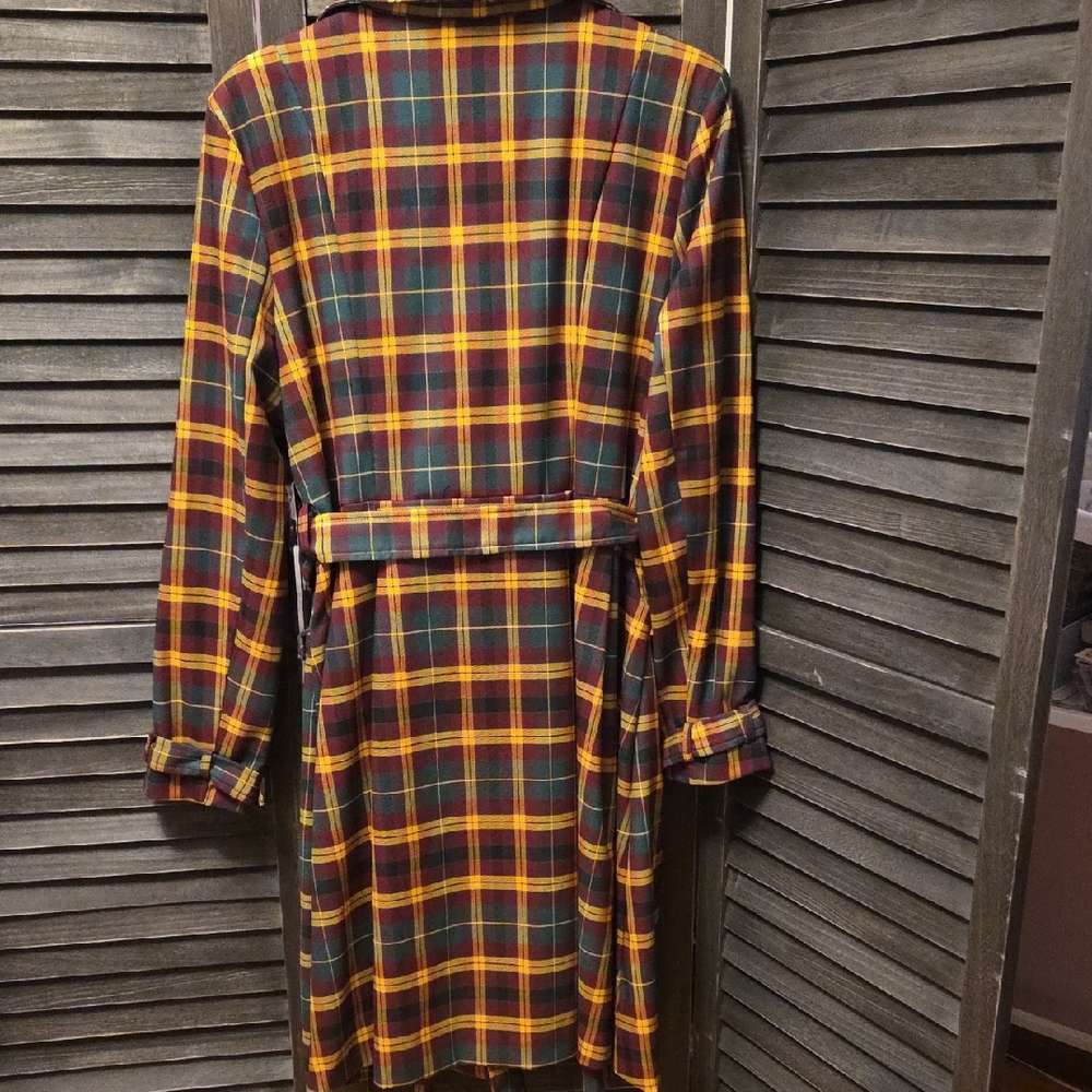 ModCloth Plaid Double-Breasted Trench Coat in Maroon, Mustard, Green**Women's - Picture 3 of 4